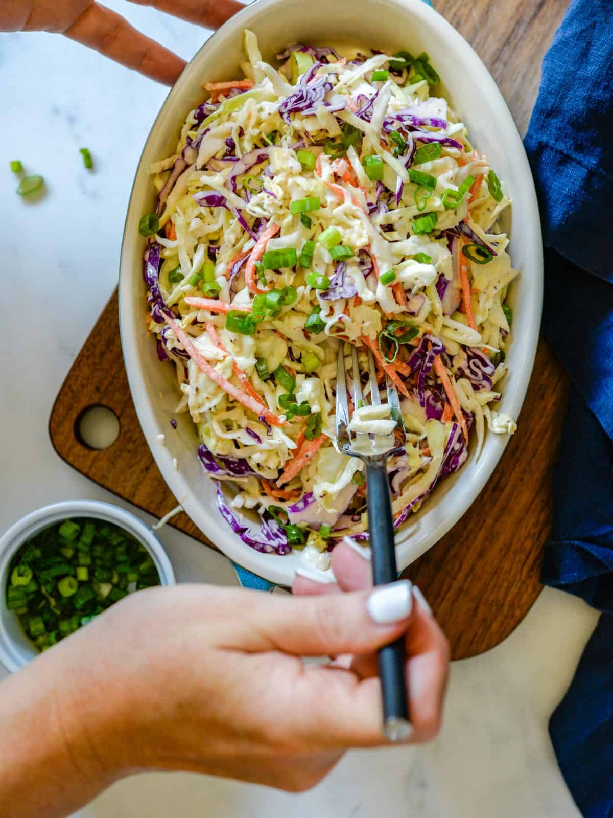 southern style coleslaw recipe in a staub dish