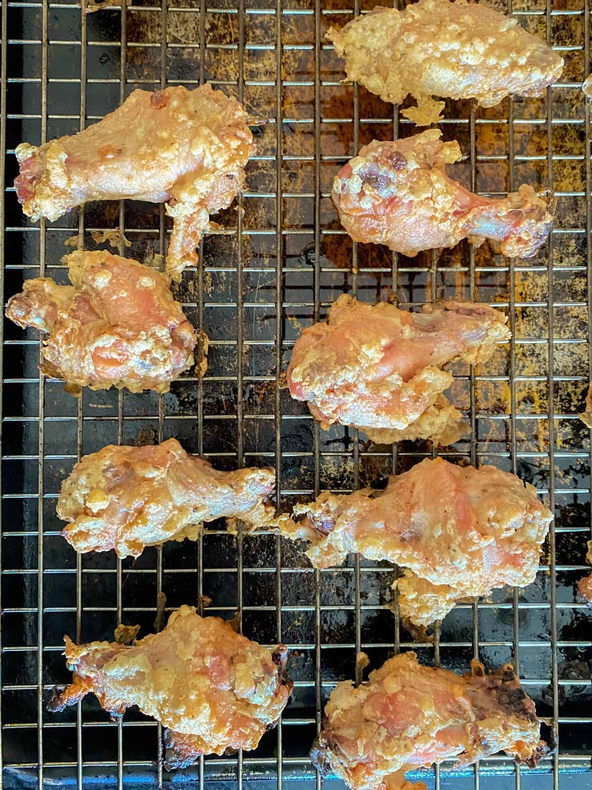 baked chicken wings on a rack