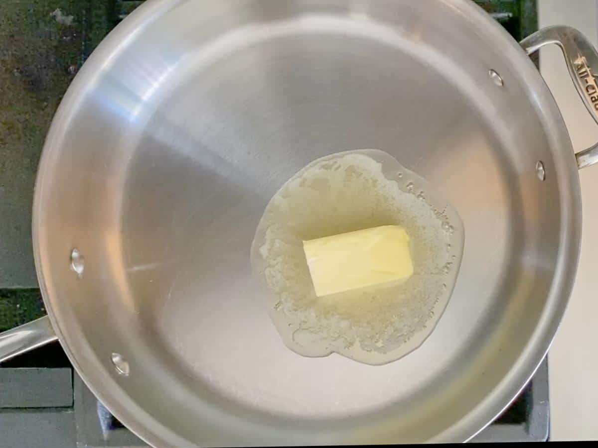 melting butter in a skillet