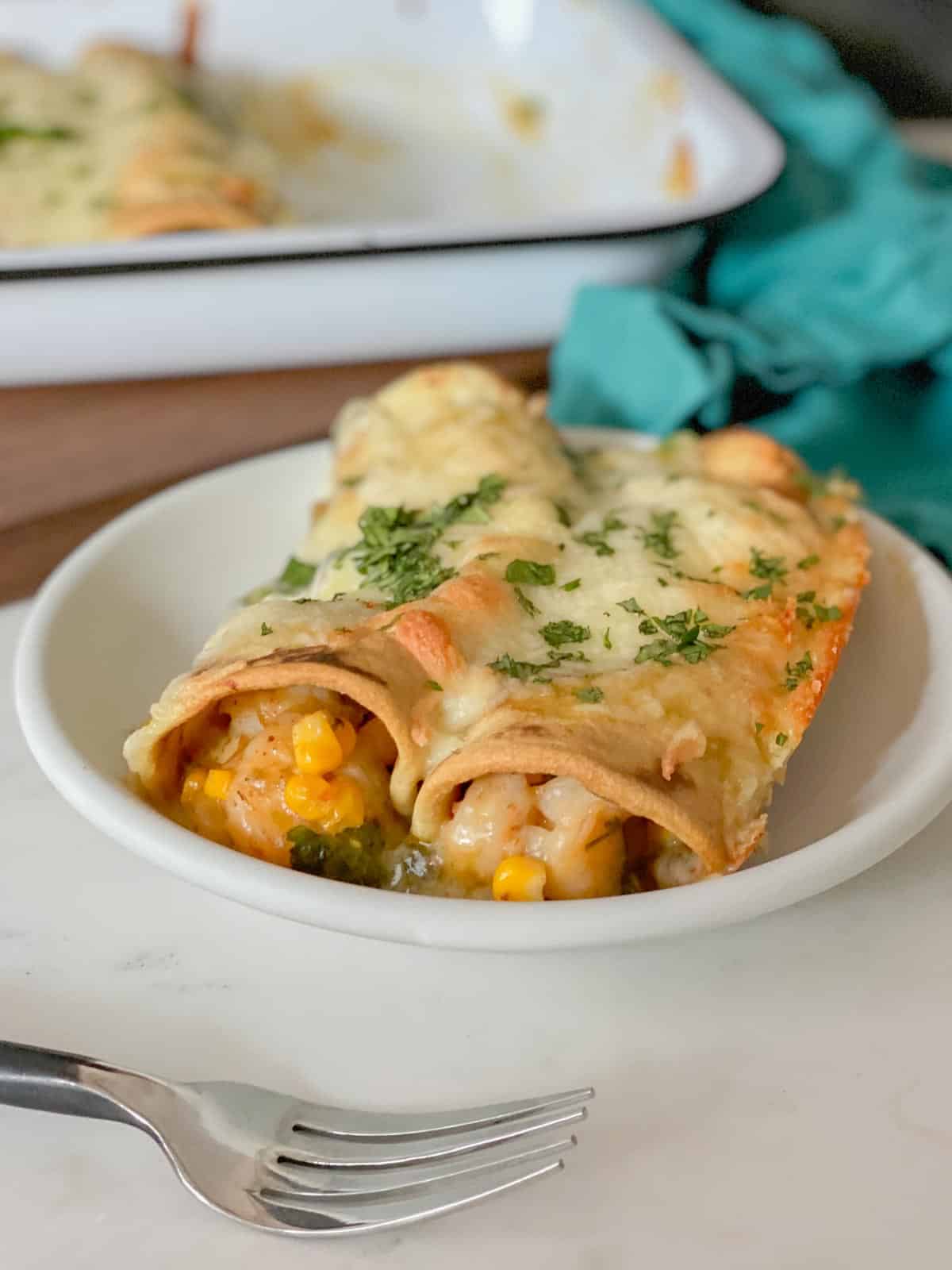 creamy shrimp enchiladas recipe with green enchilada sauce