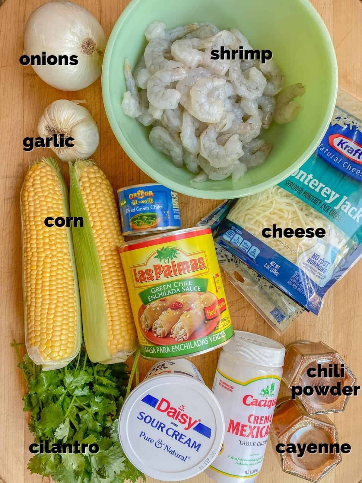 ingredients for shrimp enchiladas