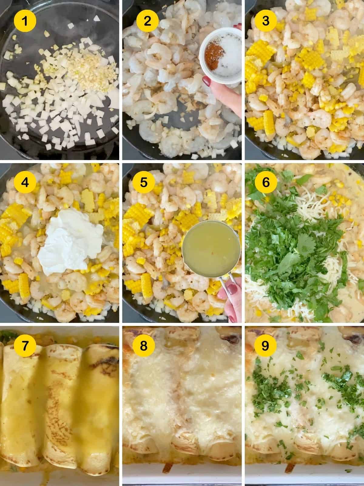 steps for making shrimp enchiladas