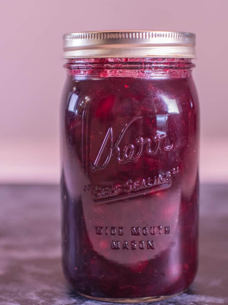 cranberry sauce in a jar. perfect for canning.