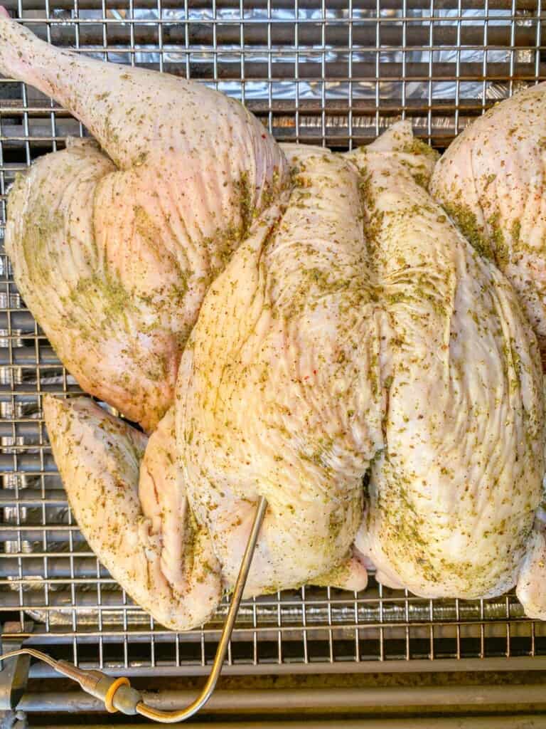 Spatchcock turking being cooked on the grill