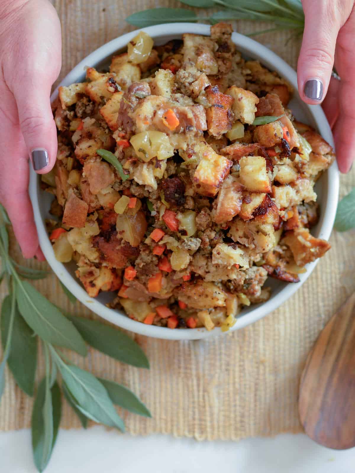 sausage apple stuffing with fresh sage