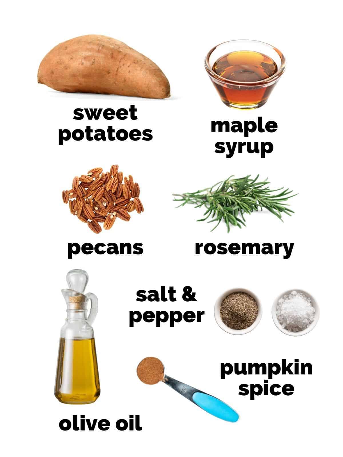 ingredients for roasted sweet potatoes