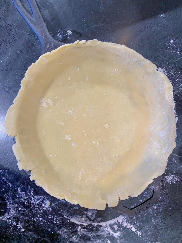 pie dough in a cast iron skillet
