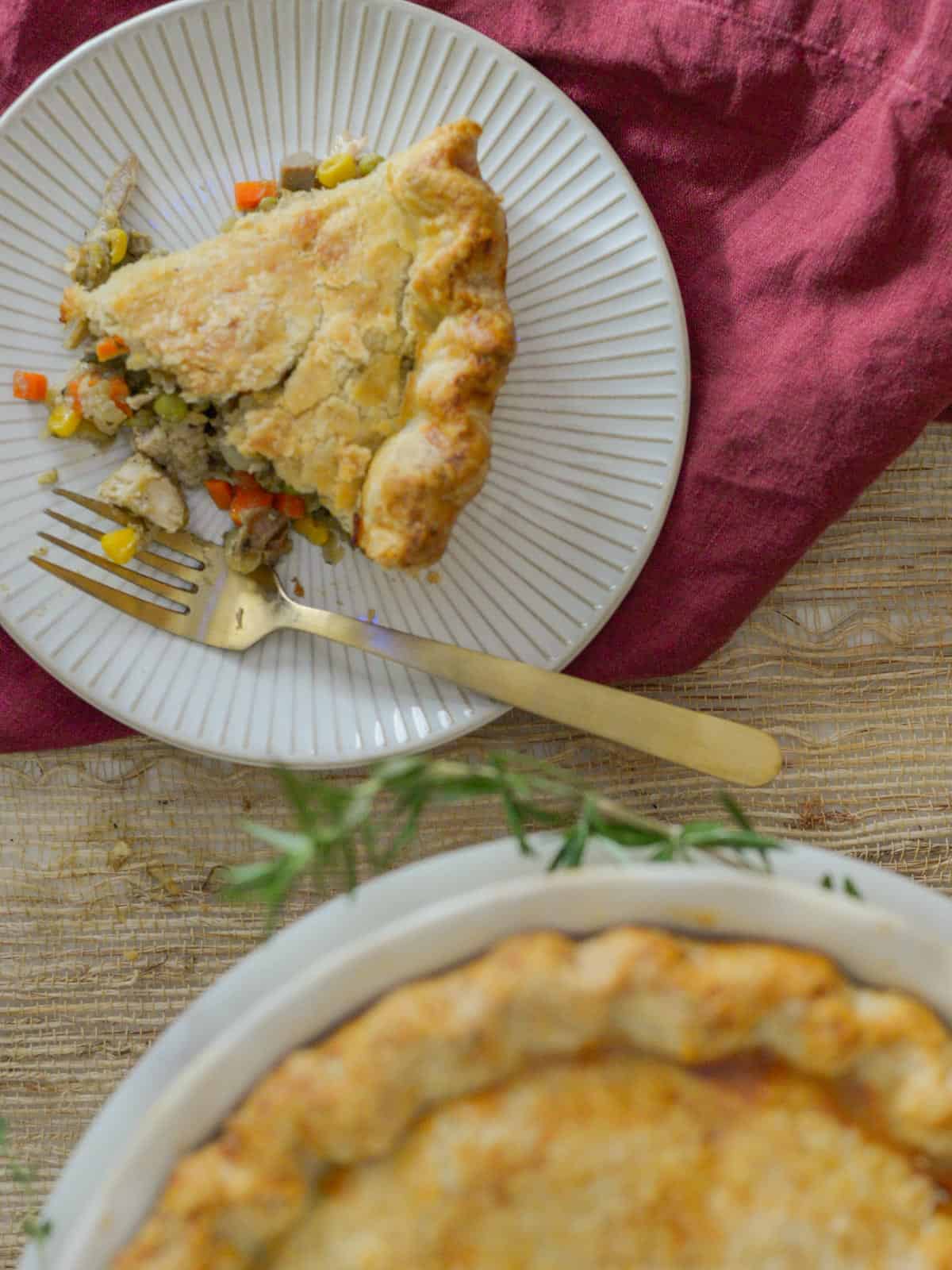 slice of turkey pot pie