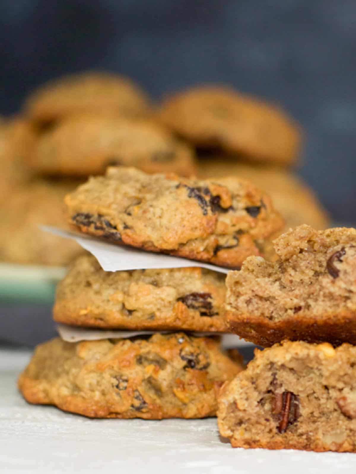 the best persimmon cookies stacked plus a view of the inside