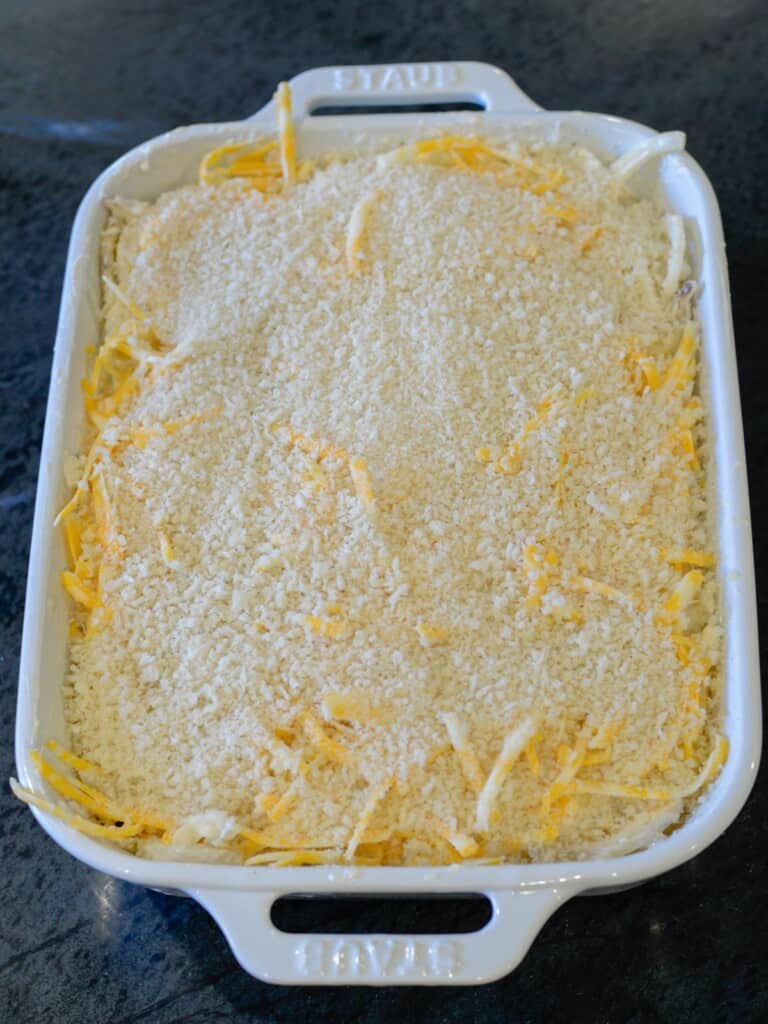 top with breadcrumbs or corn flakes