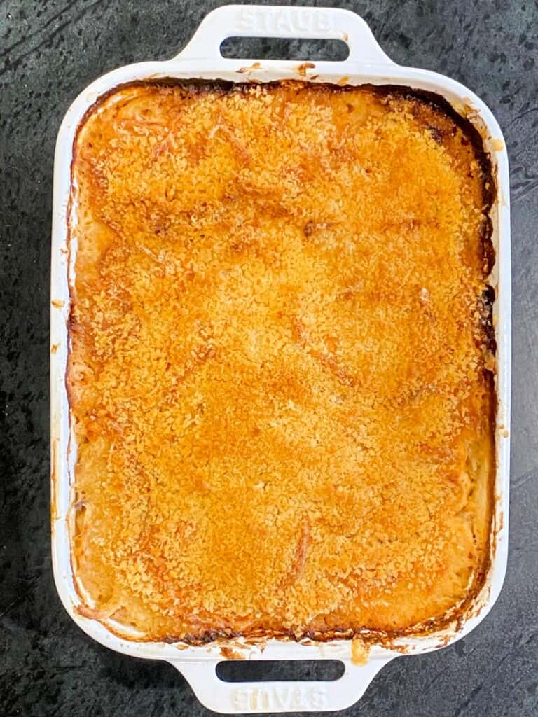 potato casserole baked with a crispy topping