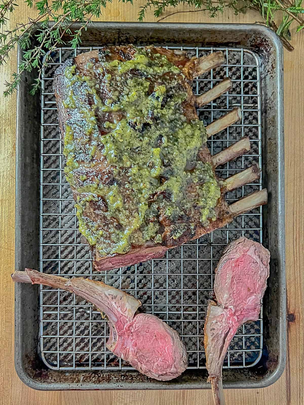 rack of lamb resting on a rack