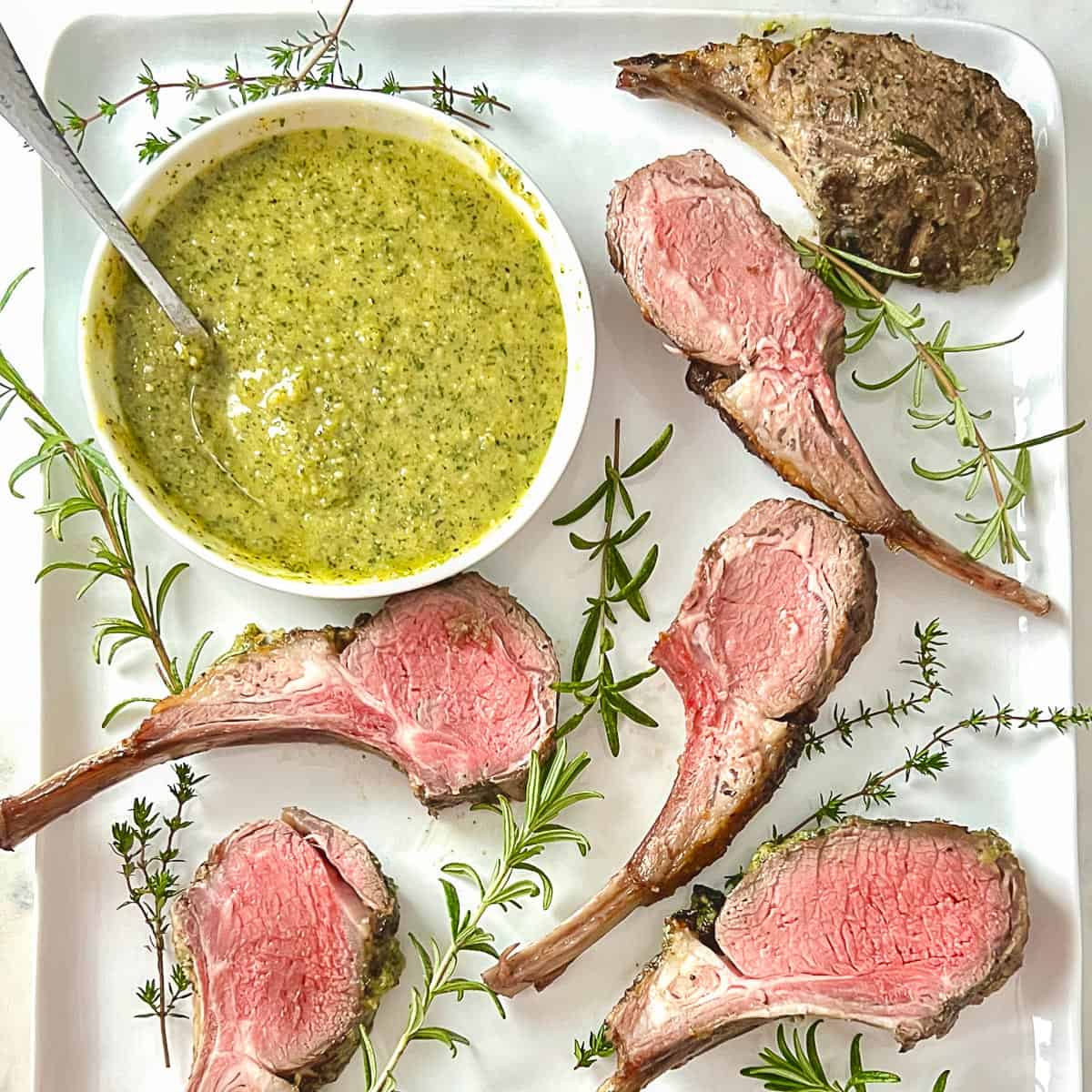 grilled lamb with mint pesto