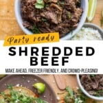 Party Ready Shredded Beef Pinterest Pin