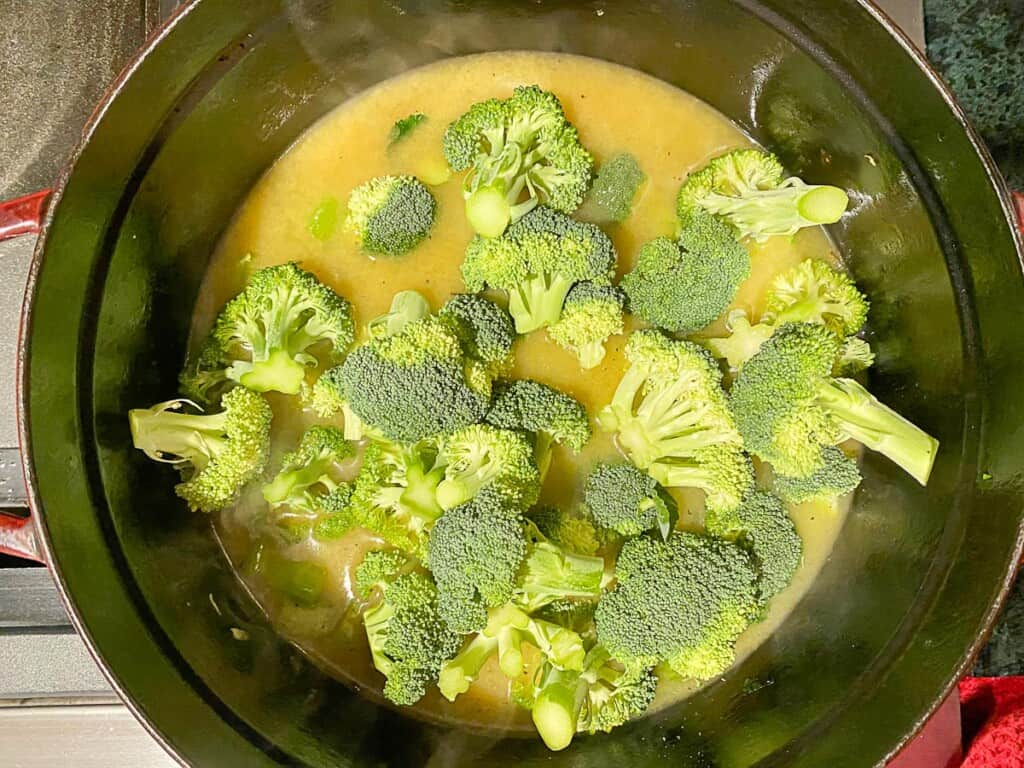 add the chopped broccoli