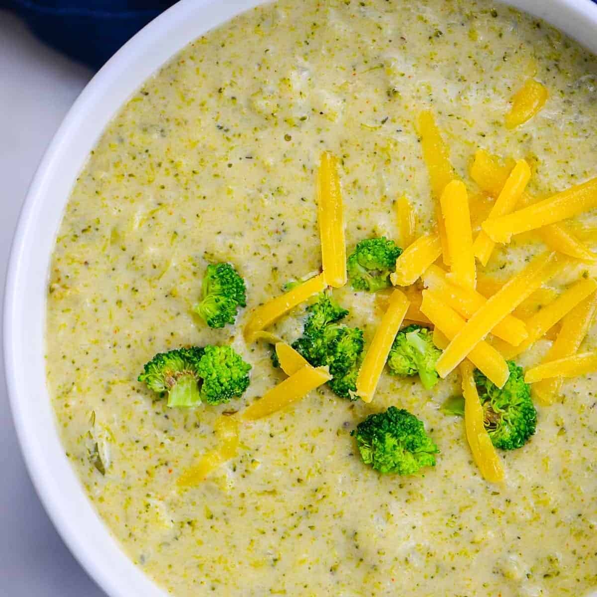 broccoli and cheese soup with shredded cheese