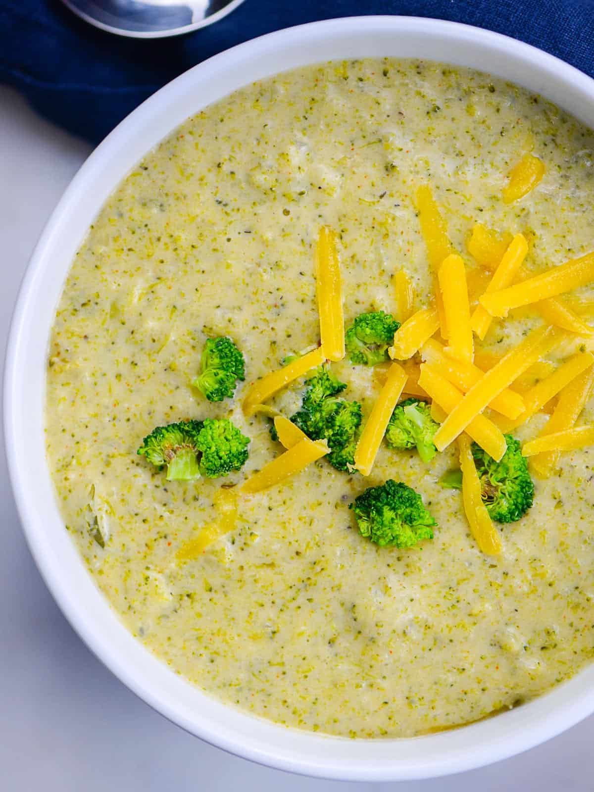 broccoli and cheese soup with shredded cheese