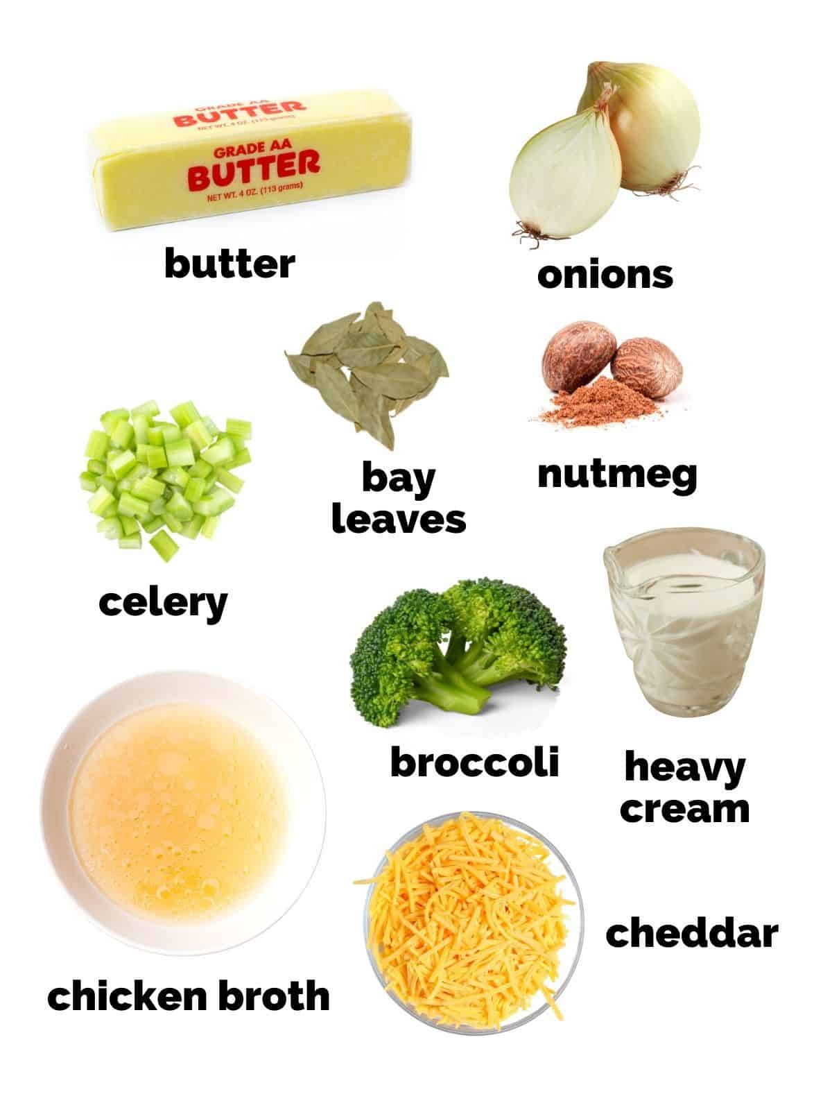 ingredients for broccoli cheese soup