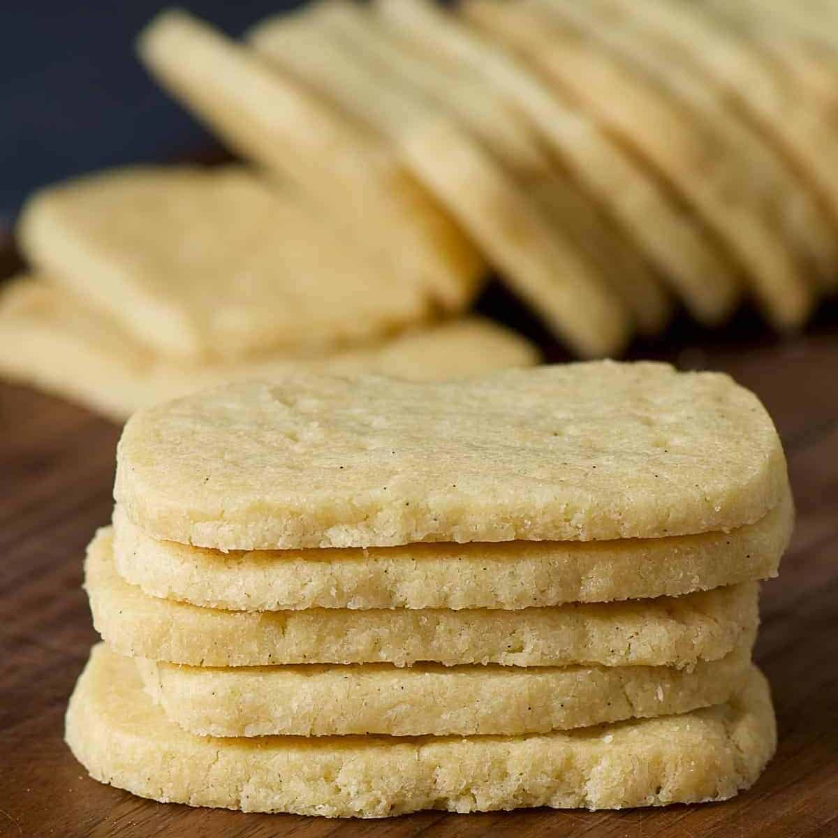 a pile of shortbread cookies