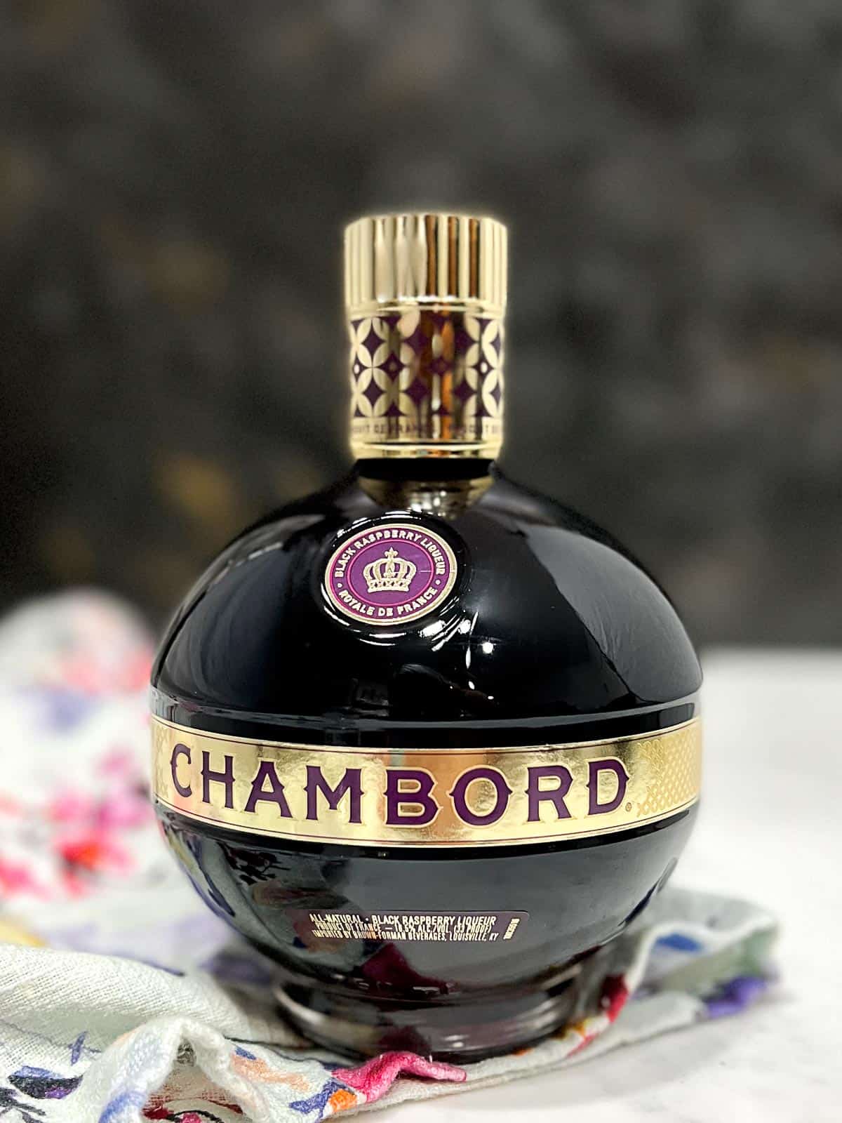 a bottle of Chambord, the French raspberry liqueur