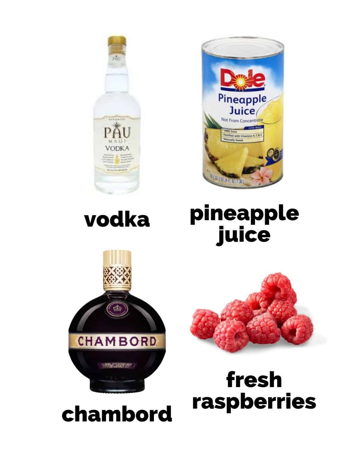 ingredients for the french martini cocktail recipe