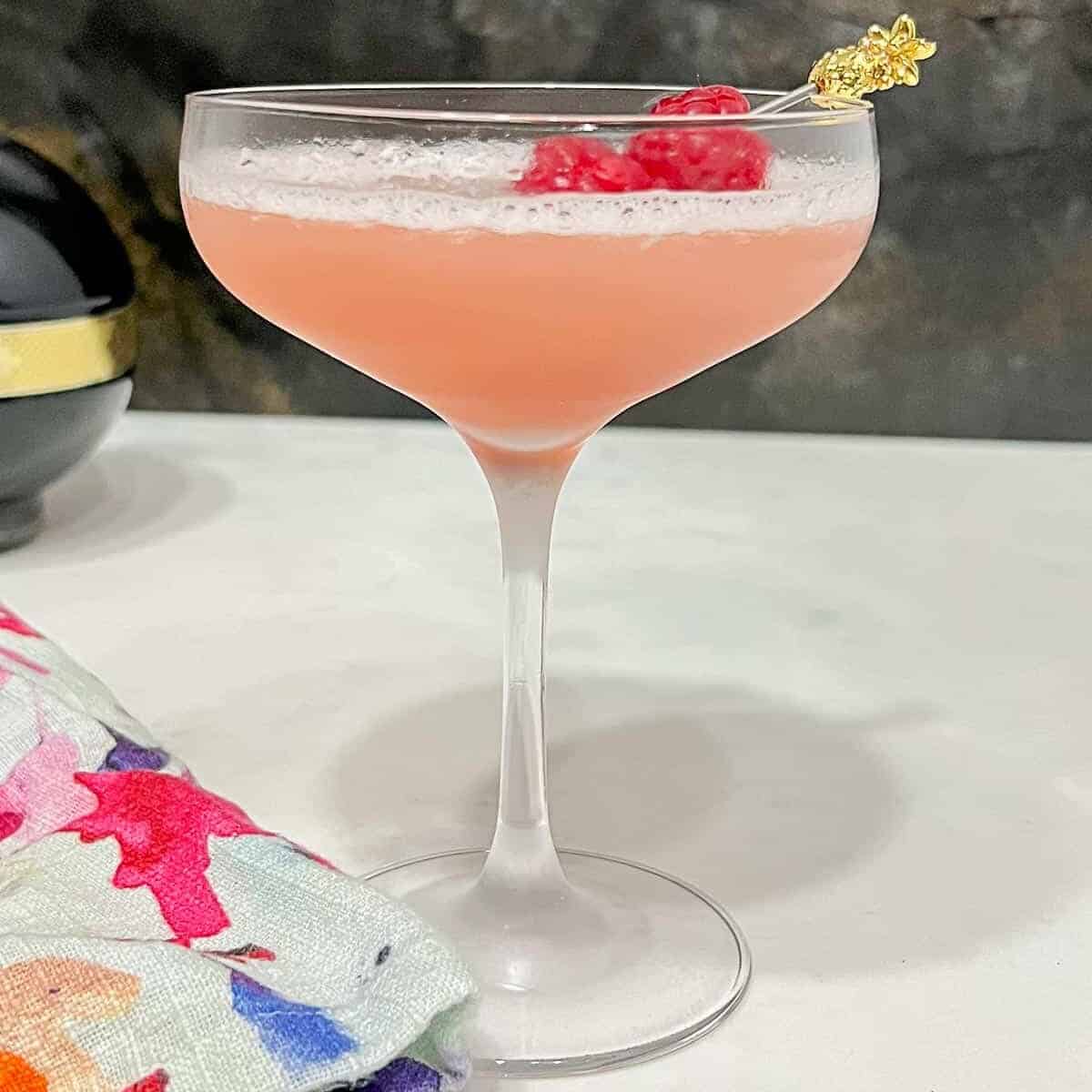 The french martini made with raspberry liqueur and pineapple juice