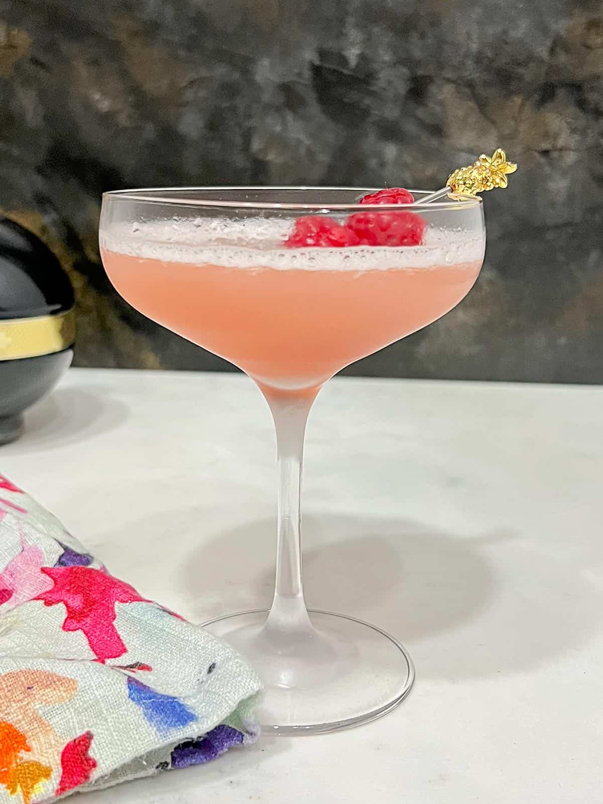 The french martini made with raspberry liqueur and pineapple juice