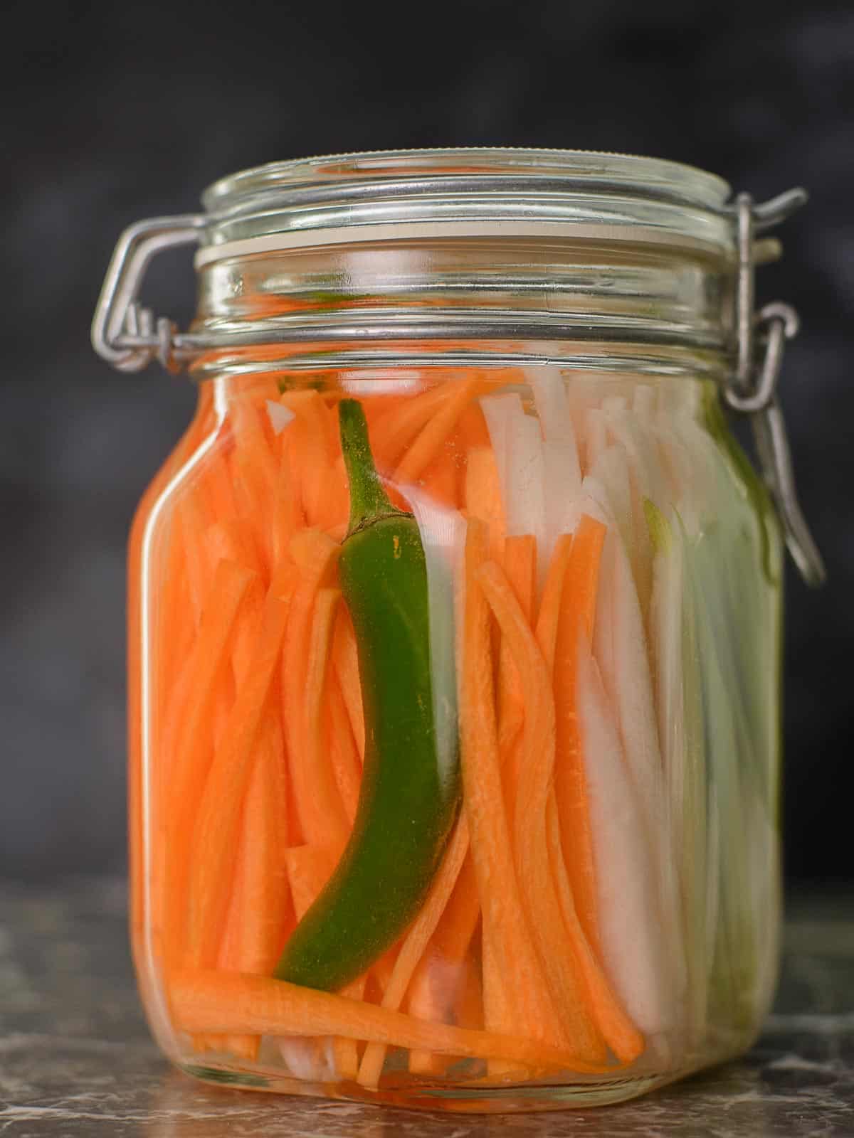 pickled asian vegetables diakon and carrots