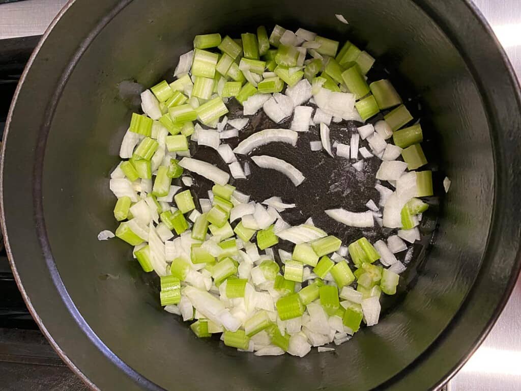 saute the celery and the onions