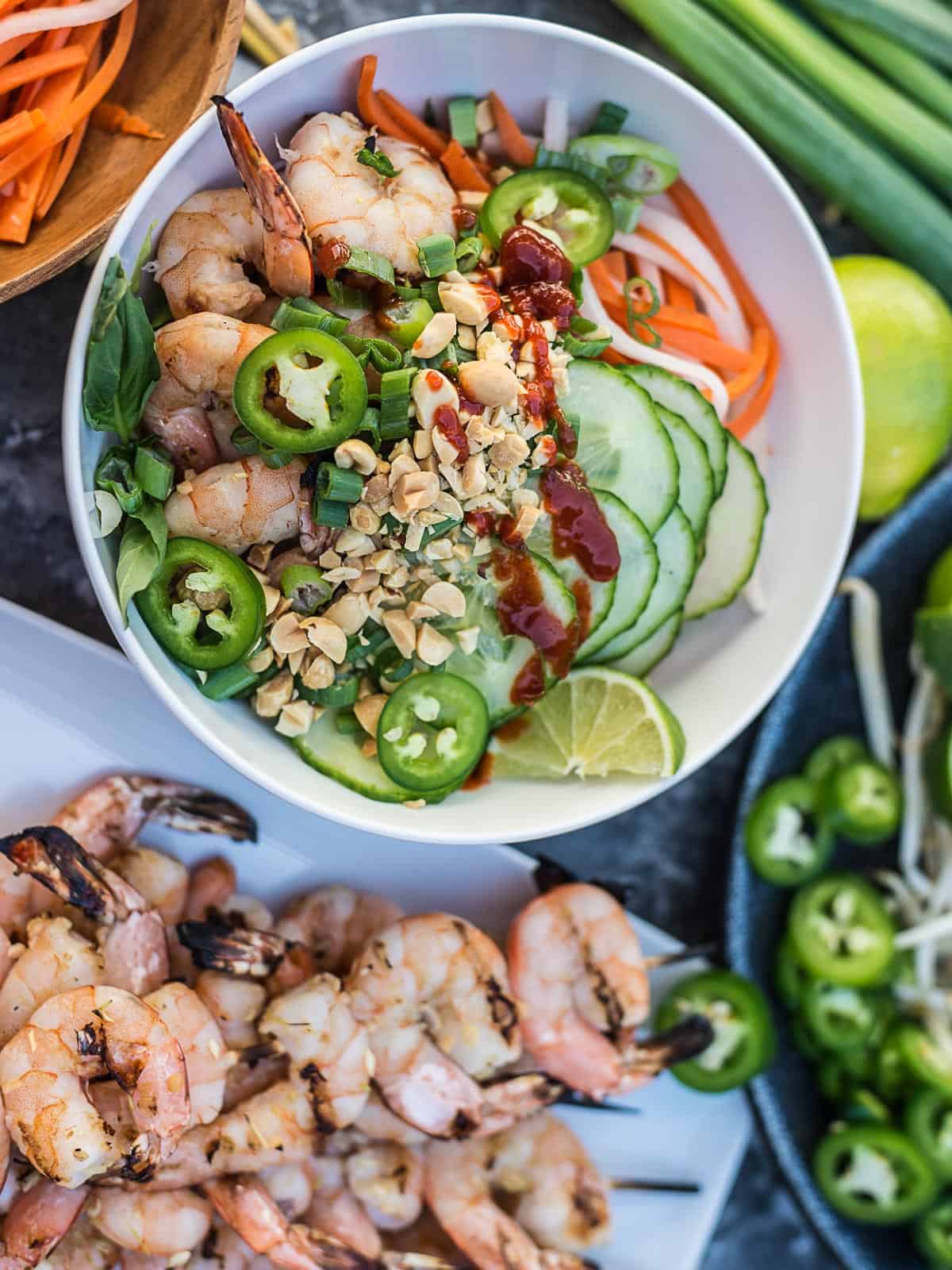 Vermicelli noodle bowls with lemongrass shrimp