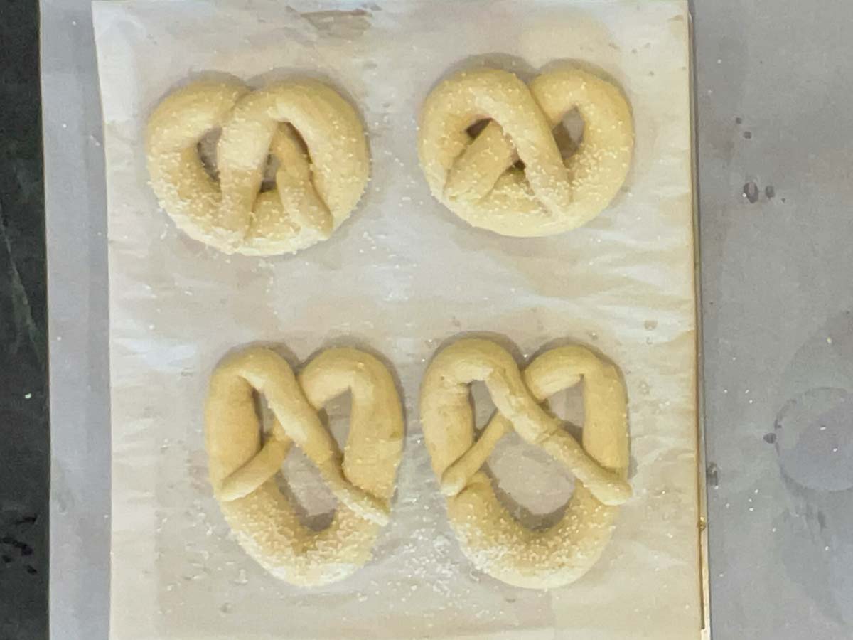 soft pretzles dipped in an alkaline solution