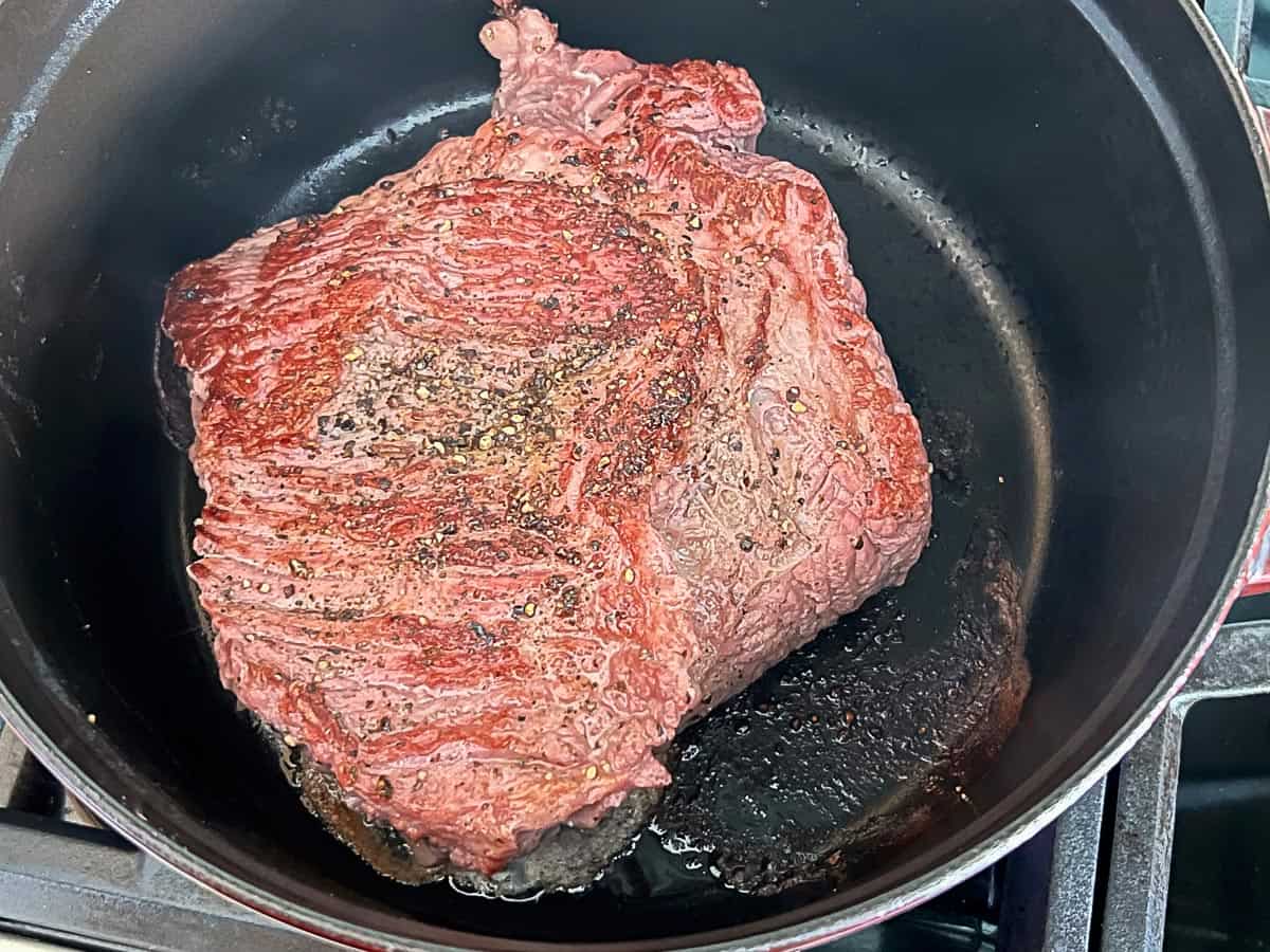 brown the corn beef in a dutch oven