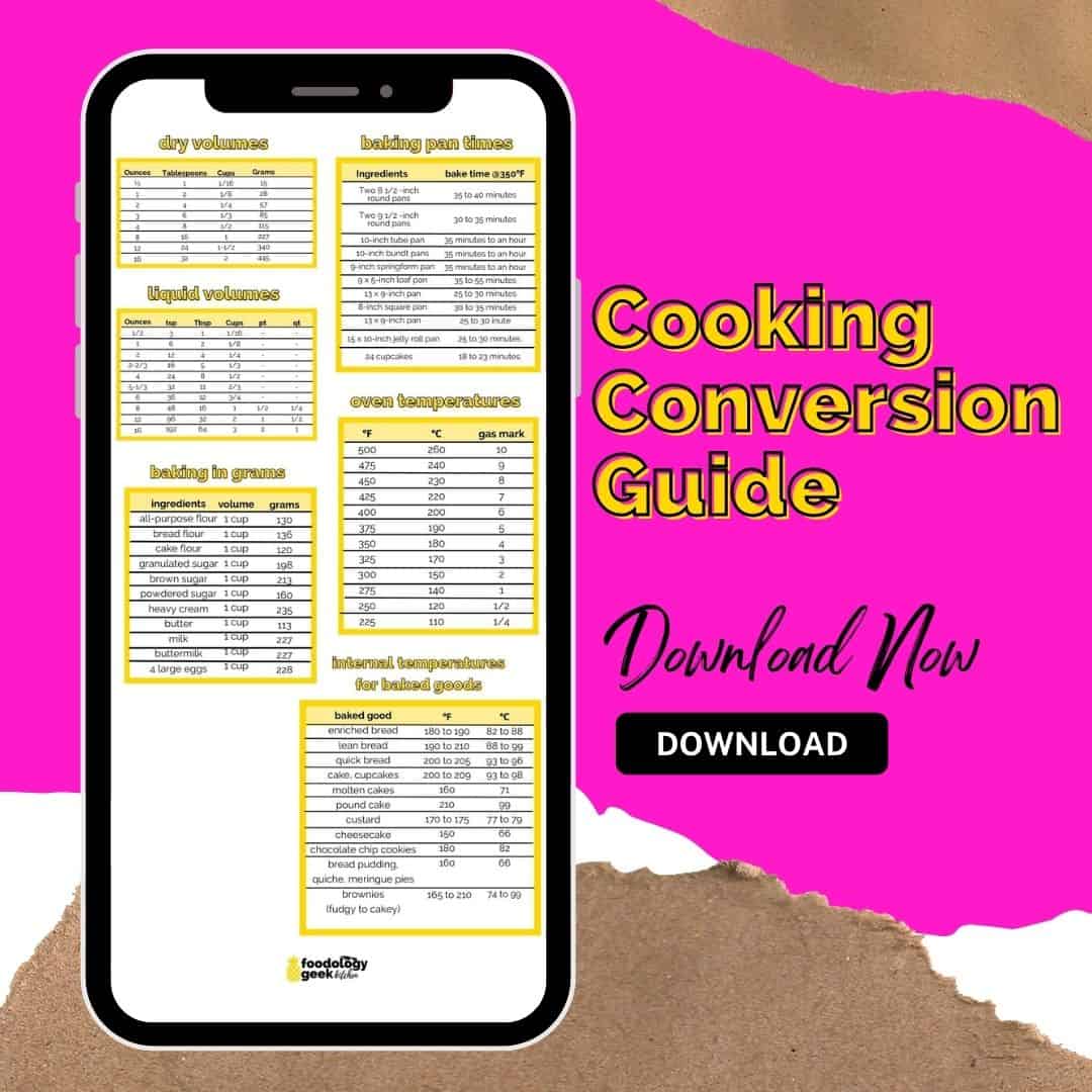 download button for the cooking conversion guide. 
