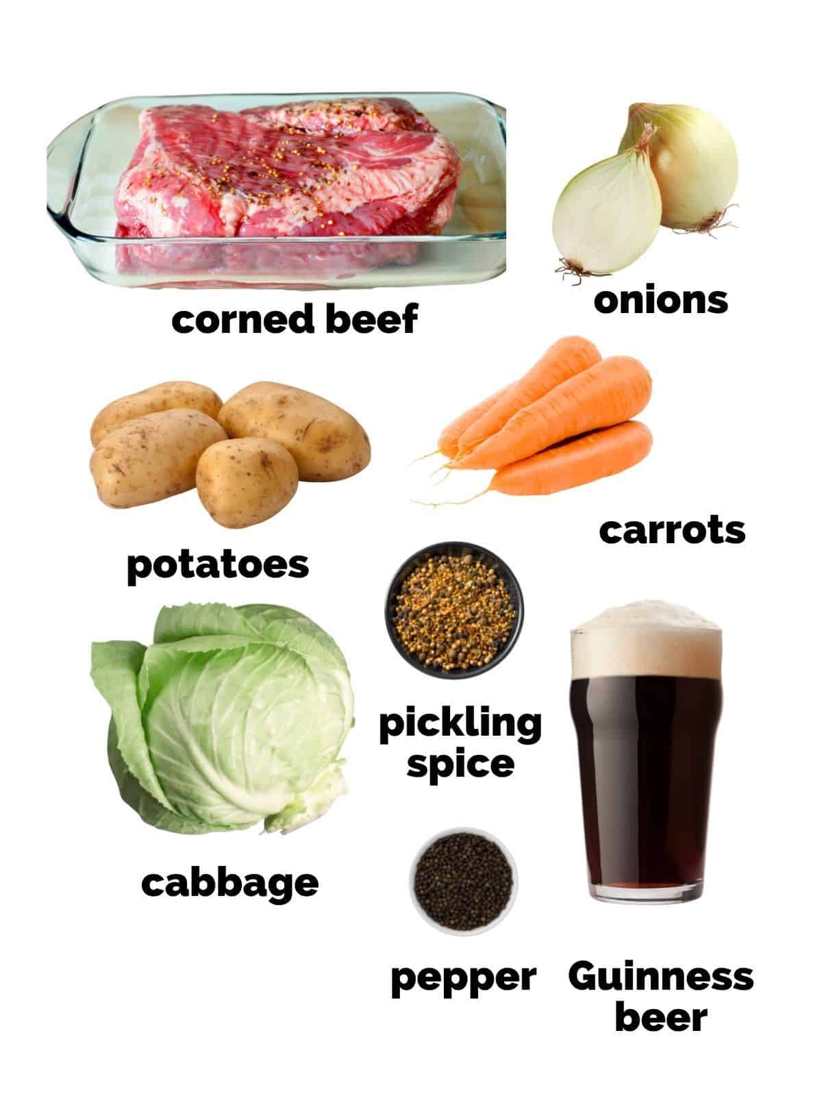 ingredients for corned beef and cabbage