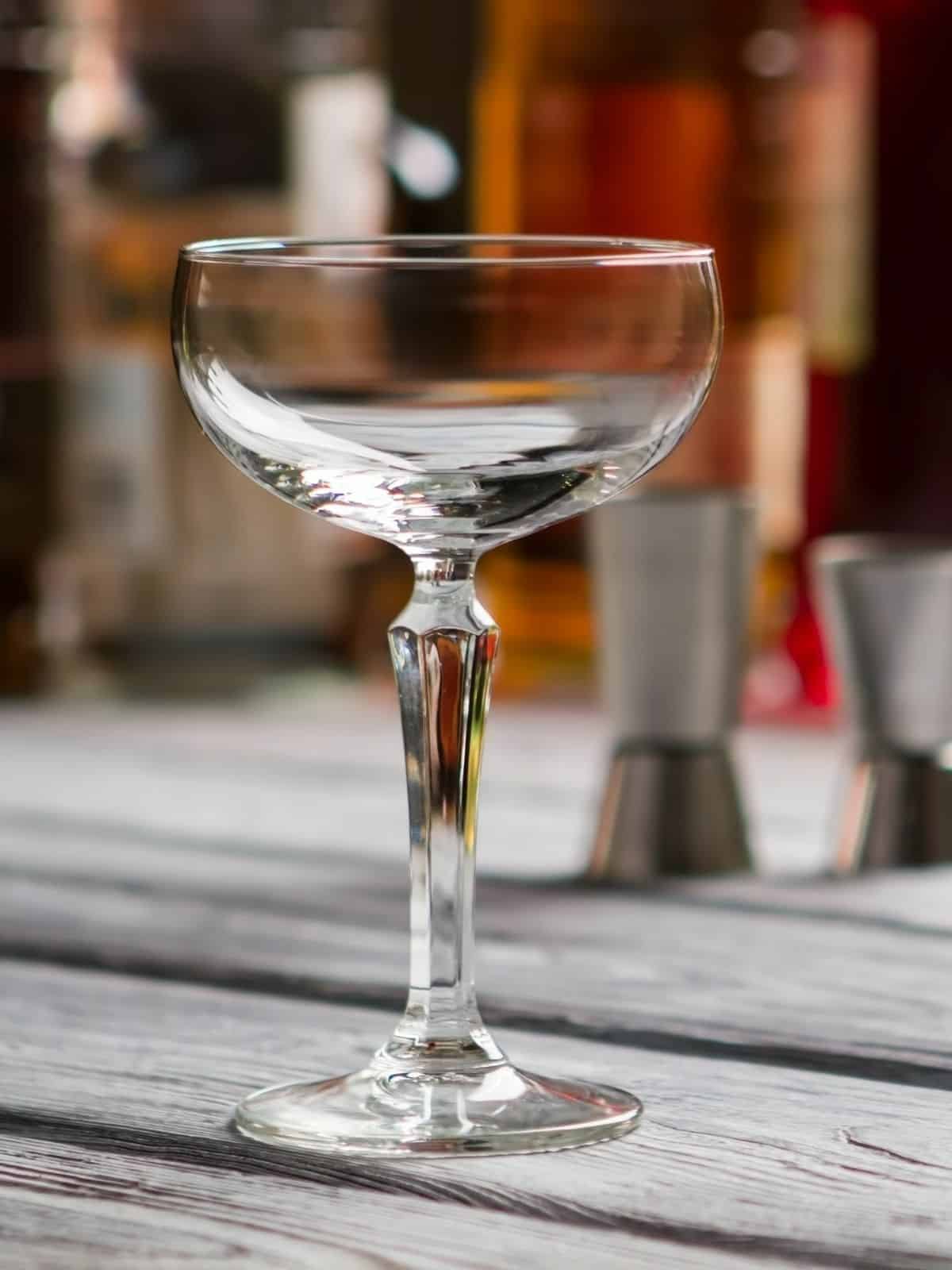 classic coupe glass used for champagne cocktails and daiquiri-style cocktails