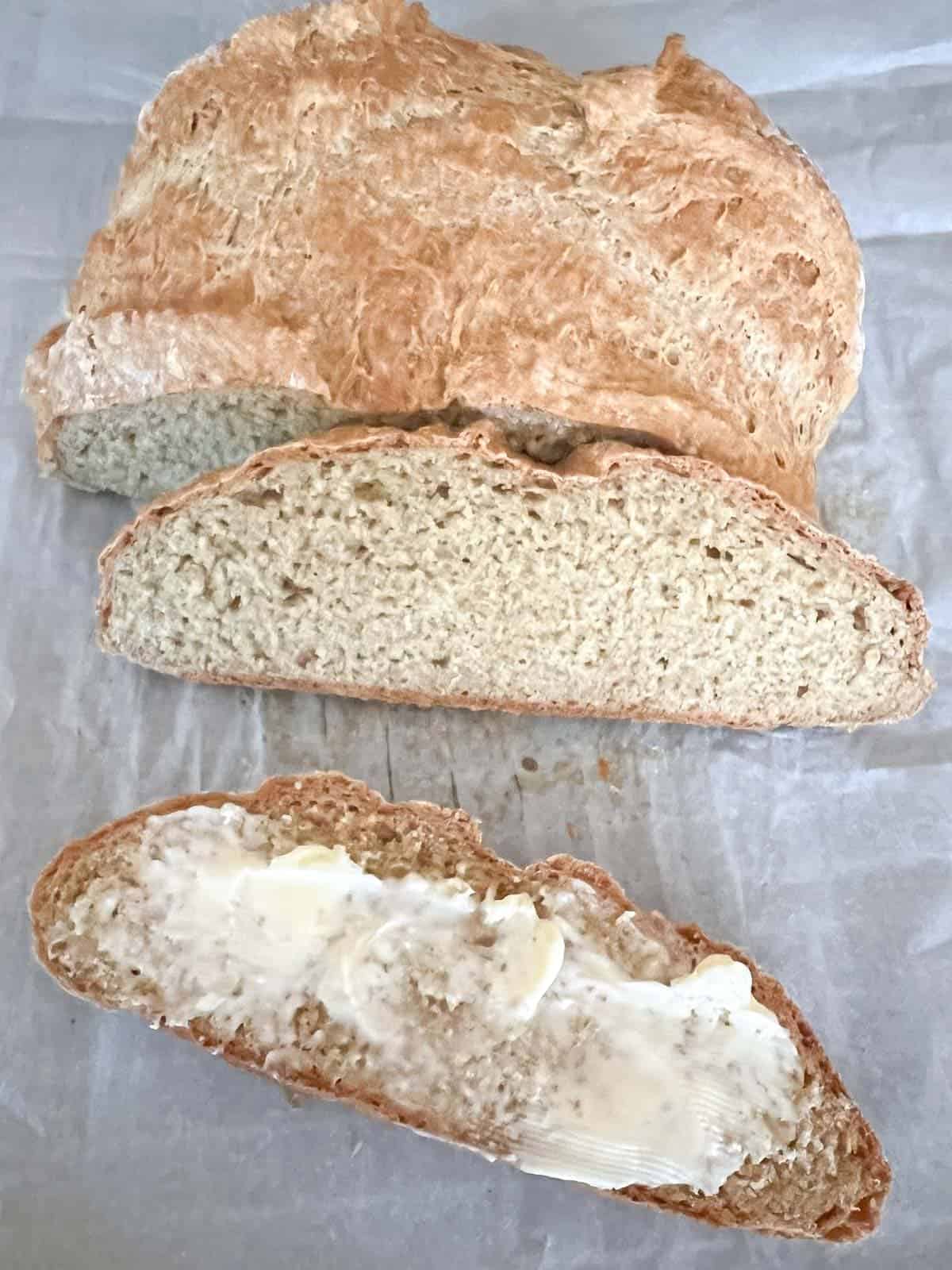 sliced soda bread with Irish butter