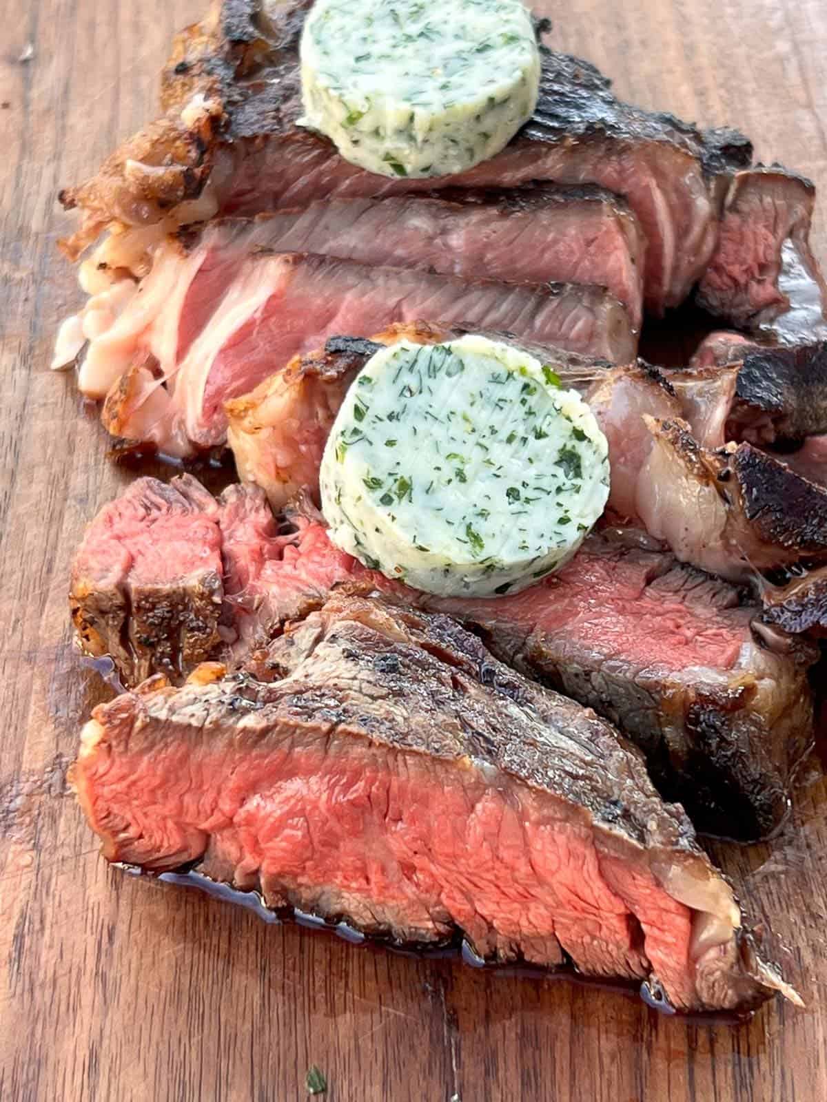 grilled steak with compound butter