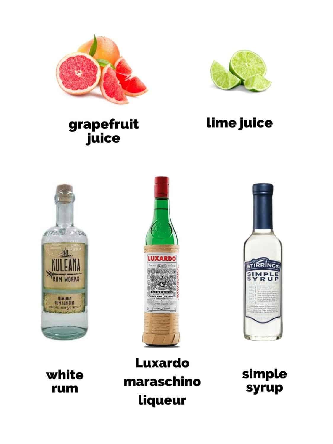 ingredients for the hemingway daiquiri