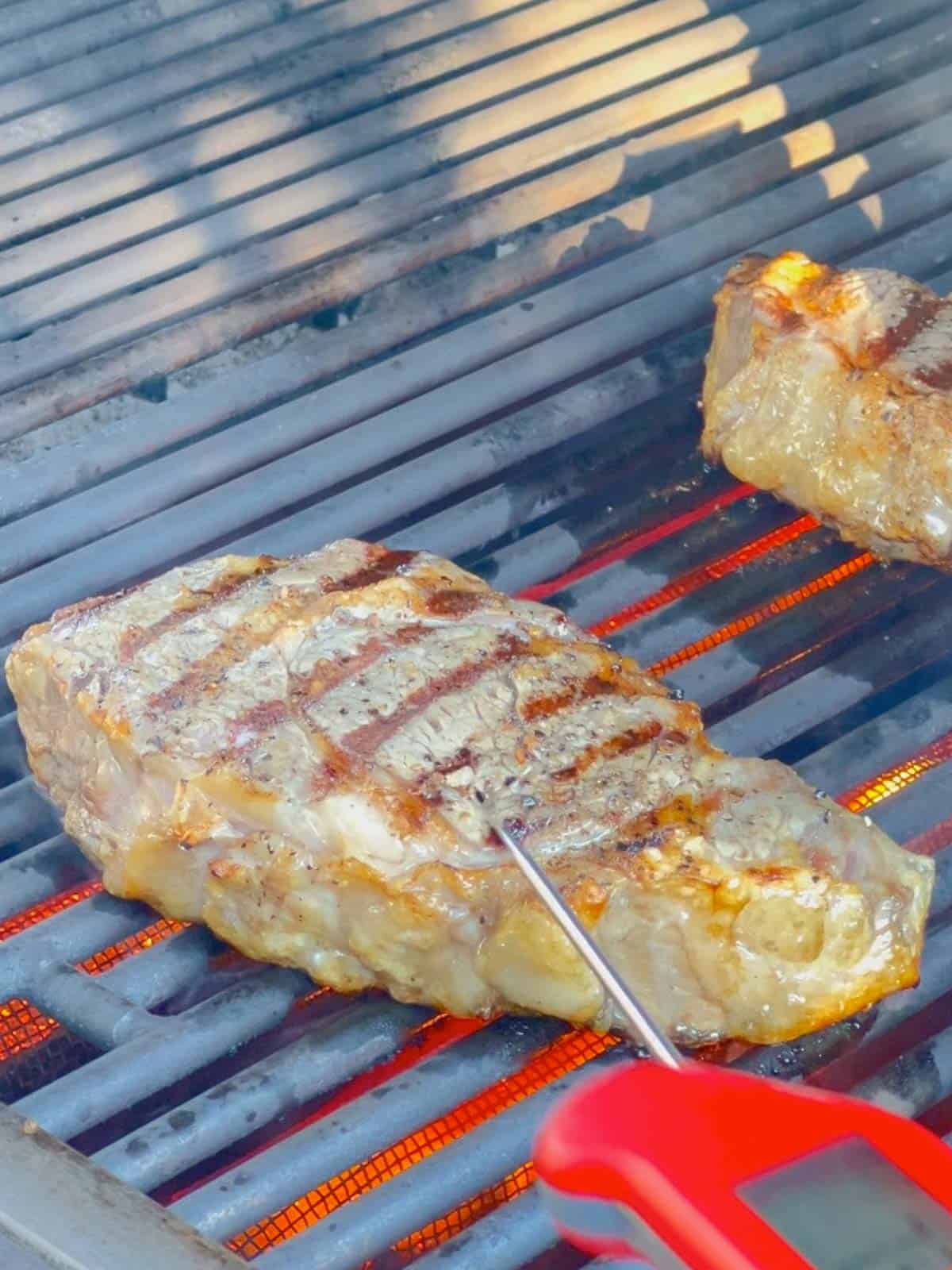 measure the internal temperature of the steak