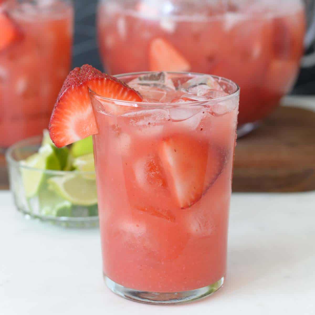 agua de frutas served in a glass with crushed ice