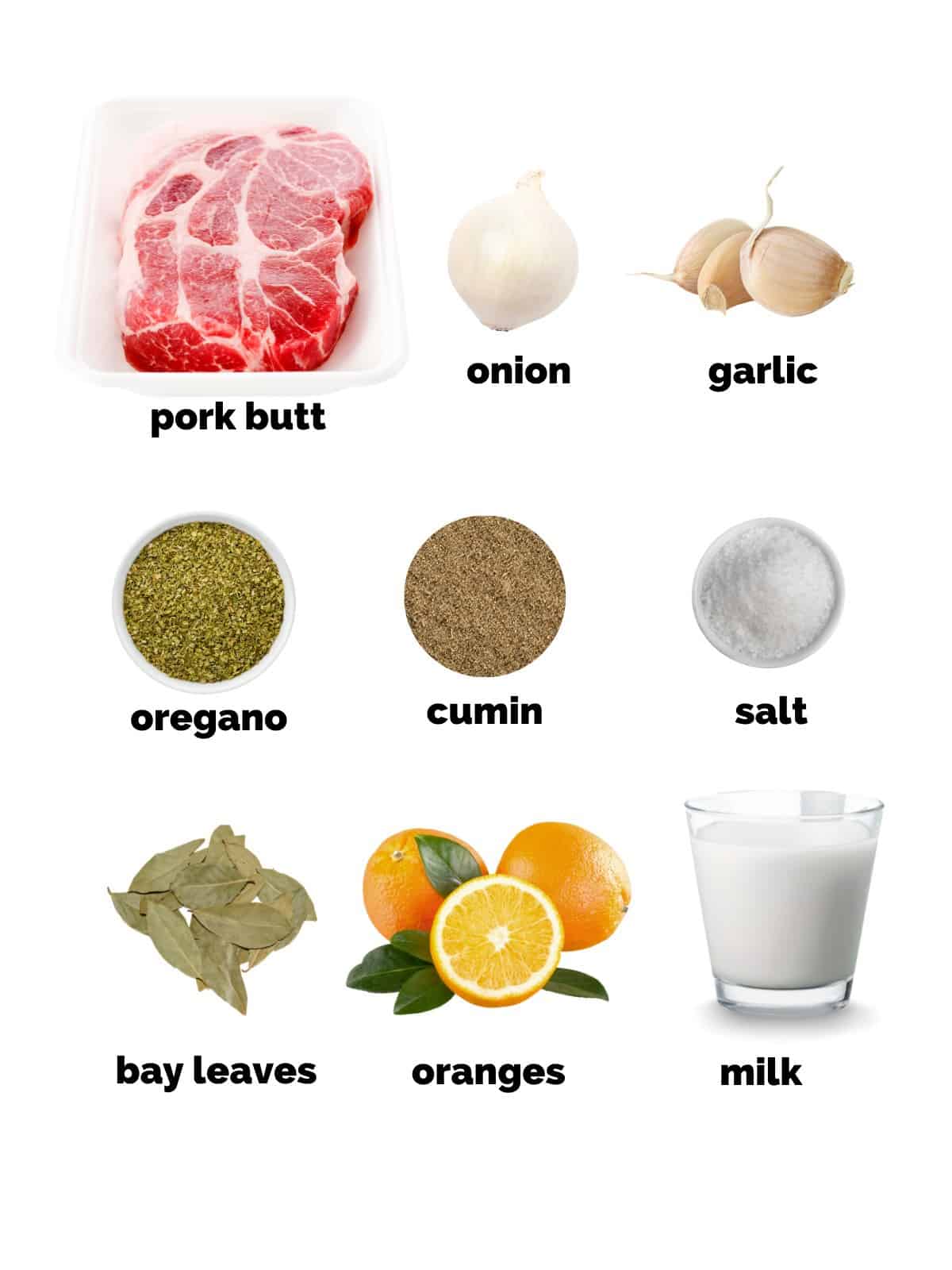 ingredients list for making carnitas