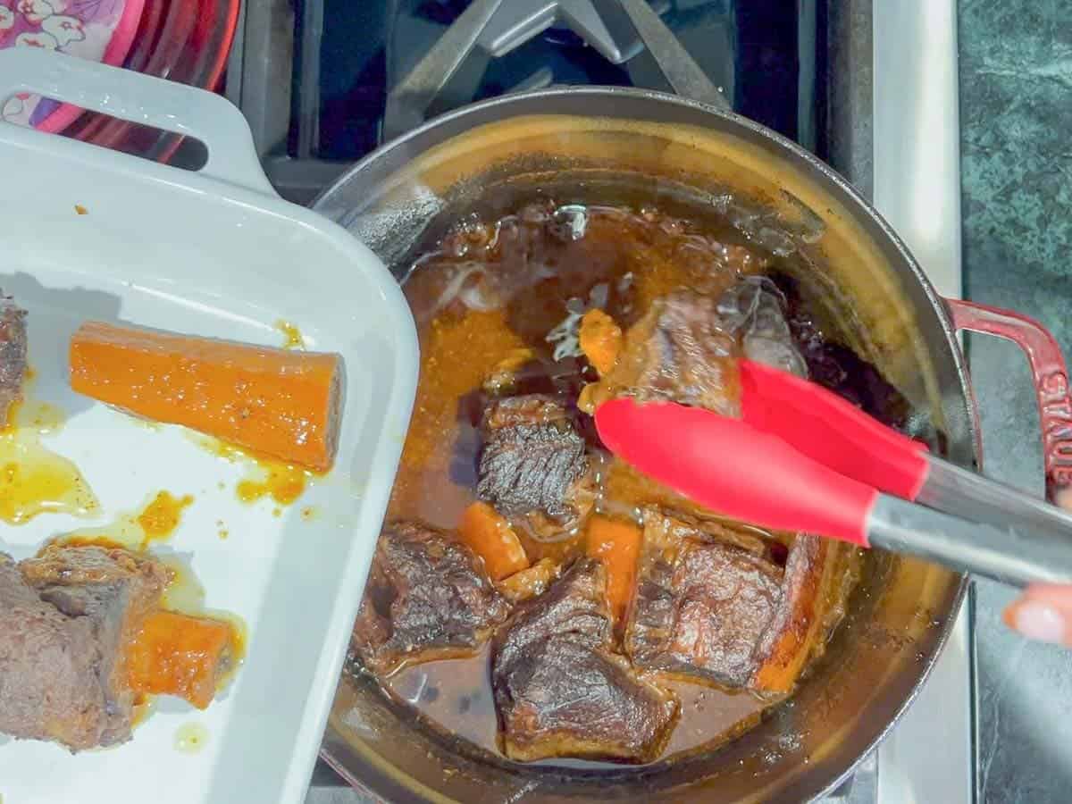 remove the short ribs from the braising liquid