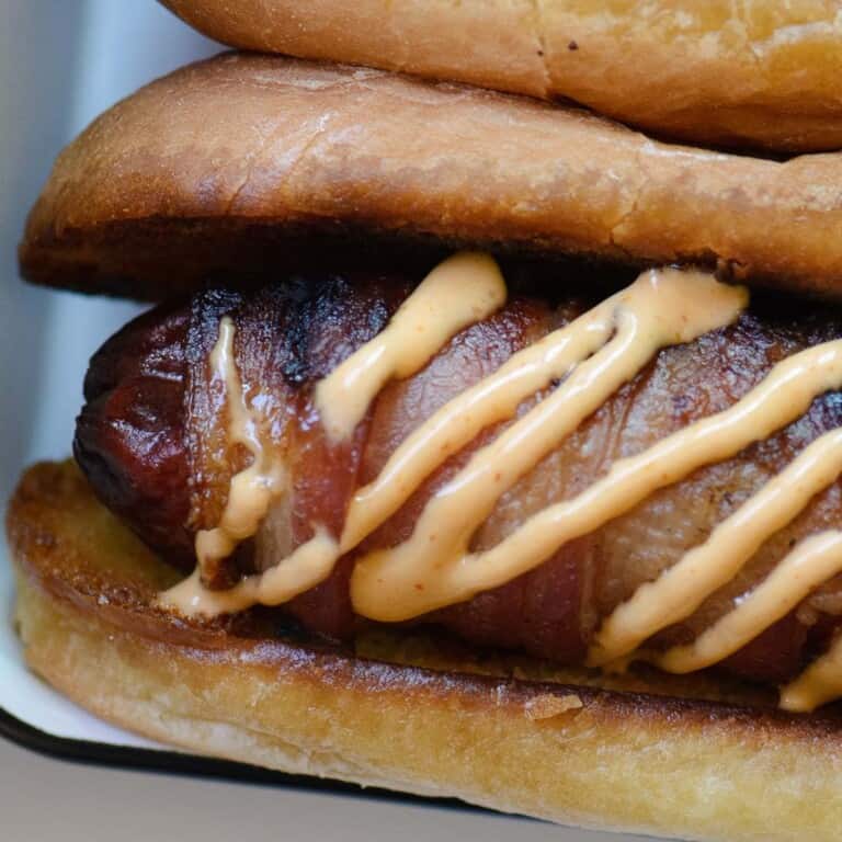 Bacon-Wrapped Hot Dogs (grilled or baked)