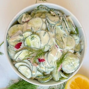 creamy cucumber salad with sour cream dressing