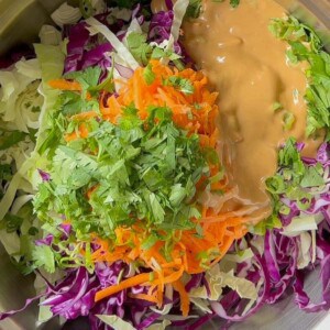 asian slaw with peanut sauce