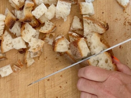 diced bread into one-inch cubes
