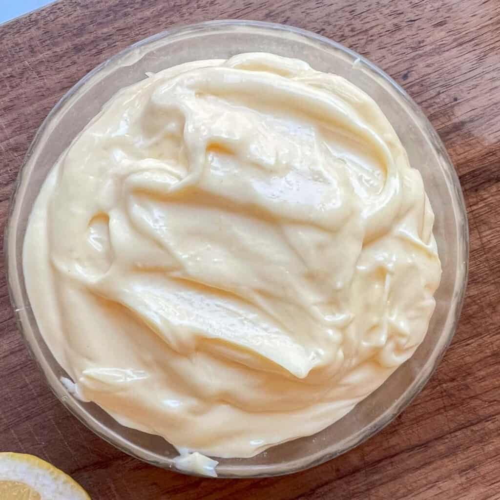 homemade mayonnaise recipe in a glass dish