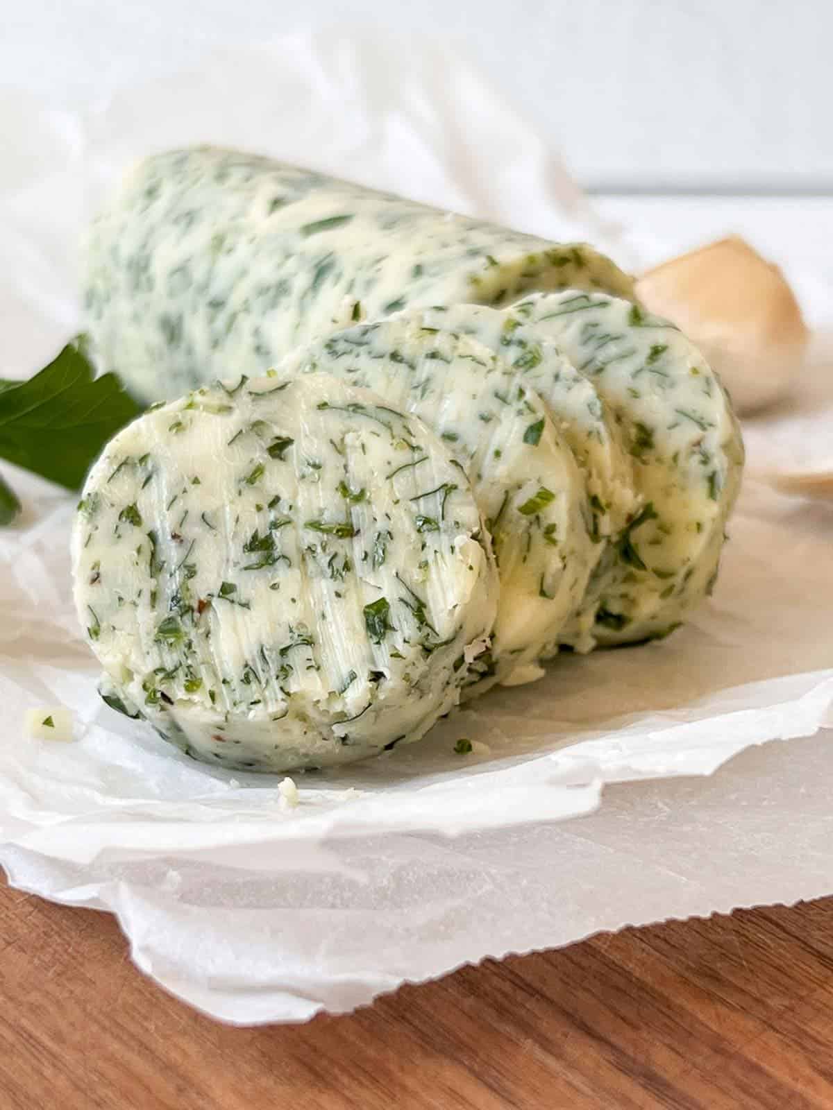 compound butter made with garlic and herbs