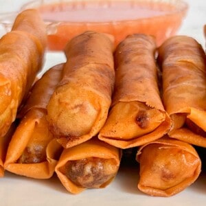 lumpia served with sweet and sour lumpia dipping sauce