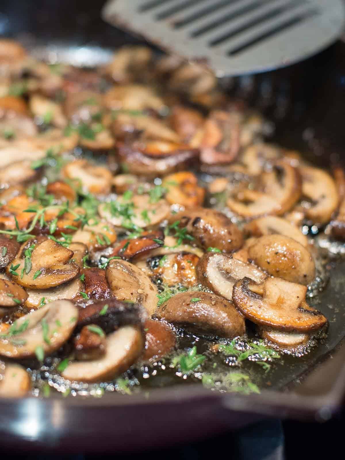 mushrooms sauted in butter and thyme